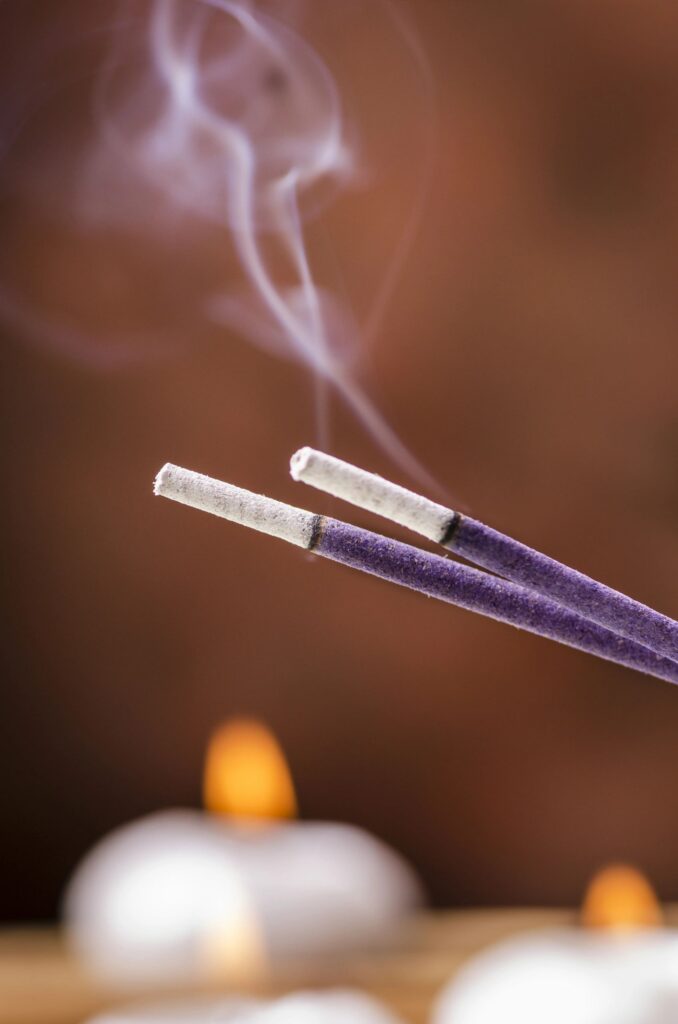 aromatherapy with lavender incense sticks
