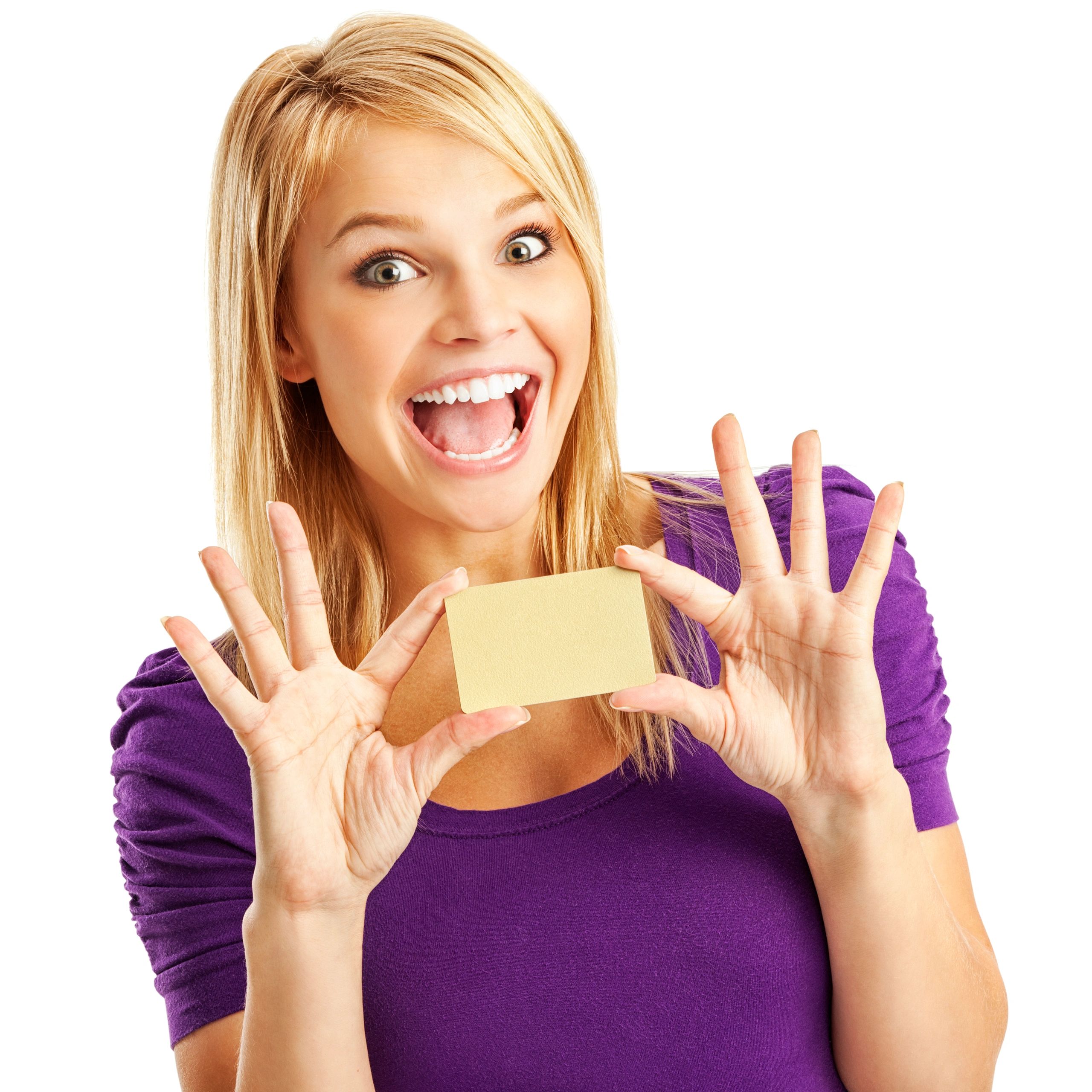 Smiling customer holding credit card